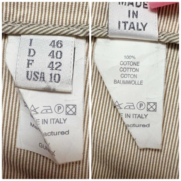 Brunello Cucinelli Slim Straight Leg Trouser Pants in Cream & Tan Brown Stripe - Picture 6 of 6